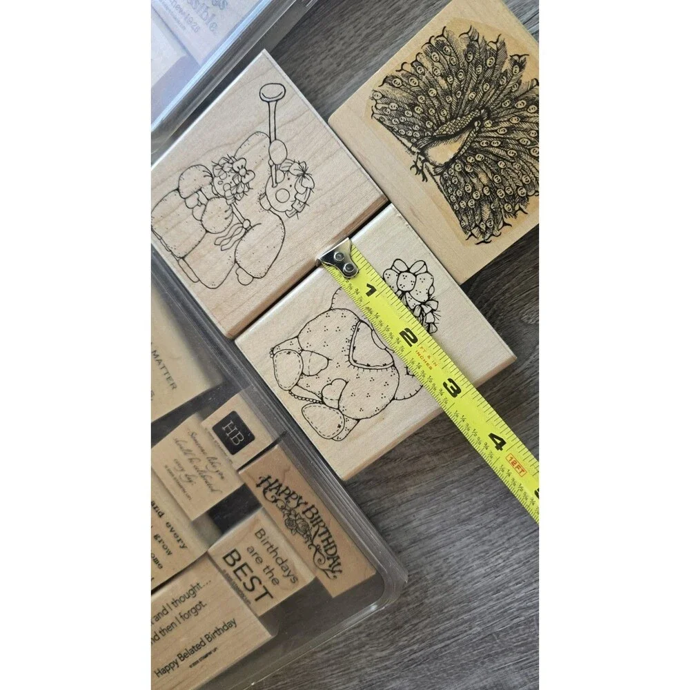 WOOD-MOUNTED STAMP Lot Scripture Bible Happy Birthday Angels Peacock Butterfly